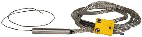 Thermo Electric - 0 to 2012°F, K Flexible, Thermocouple Probe - 3 Ft. Cable Length, Mini Connector, 12 Inch Probe Sheath Length, 4 Sec Response Time - USA Tool & Supply