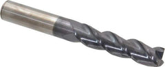 Accupro - 3/4", 3" LOC, 3/4" Shank Diam, 6" OAL, 3 Flute, Solid Carbide Square End Mill - Single End, AlTiN Finish, Spiral Flute, 40° Helix, Centercutting, Right Hand Cut, Right Hand Flute - USA Tool & Supply