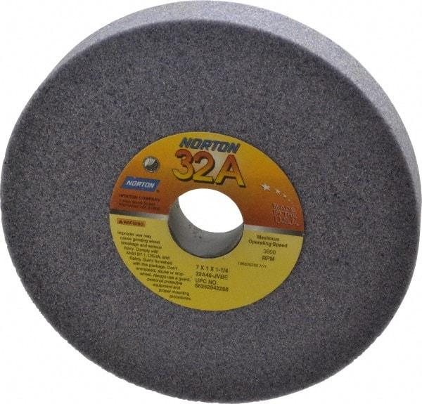 Norton - 7" Diam x 1-1/4" Hole x 1" Thick, J Hardness, 46 Grit Surface Grinding Wheel - Aluminum Oxide, Type 1, Coarse Grade, 3,600 Max RPM, Vitrified Bond, No Recess - USA Tool & Supply