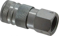 Coilhose Pneumatics - 1/2 Female NPT Industrial Pneumatic Hose Coupler - Plated Steel, 3/8" Body Diam - USA Tool & Supply