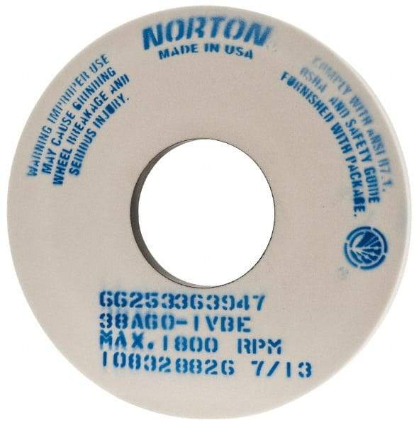 Norton - 14" Diam x 5" Hole x 1" Thick, I Hardness, 60 Grit Surface Grinding Wheel - Aluminum Oxide, Type 1, Medium Grade, 1,800 Max RPM, Vitrified Bond, No Recess - USA Tool & Supply