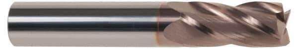 SGS - 21/64", 1" LOC, 3/8" Shank Diam, 2-1/2" OAL, 4 Flute, Solid Carbide Square End Mill - Single End, TiCN Finish, Spiral Flute, 30° Helix, Centercutting, Right Hand Cut, Right Hand Flute, Series 1 - USA Tool & Supply