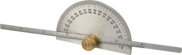 Value Collection - 0 to 6 Inch Rule Measurement Range, 0 to 180° Angle Measurement Range, Half Round Head Stainless Steel (Rule); Steel (Head) Protractor and Depth Gage - Accurate up to 0.5°, 1° Angle Graduation - USA Tool & Supply