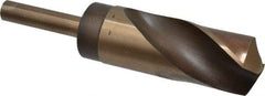 Hertel - 1-3/8" Drill, 135° Point, Cobalt Silver Deming & Reduced Shank Drill Bit - TiN Finish, 6" OAL, Straight Shank, 3" Flute Length, Right Hand Cut, Notched Point, Spiral Flute, Regular Spiral - USA Tool & Supply