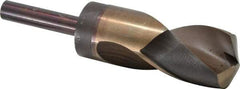Hertel - 1-7/16" Drill, 135° Point, Cobalt Silver Deming & Reduced Shank Drill Bit - TiN Finish, 6" OAL, Straight Shank, 3" Flute Length, Right Hand Cut, Notched Point, Spiral Flute, Regular Spiral - USA Tool & Supply