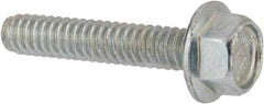 Value Collection - #10-24 UNC, 1" Length Under Head, Hex Drive Flange Bolt - 1" Thread Length, Grade 5 Steel, Serrated Flange, Zinc-Plated Finish - USA Tool & Supply