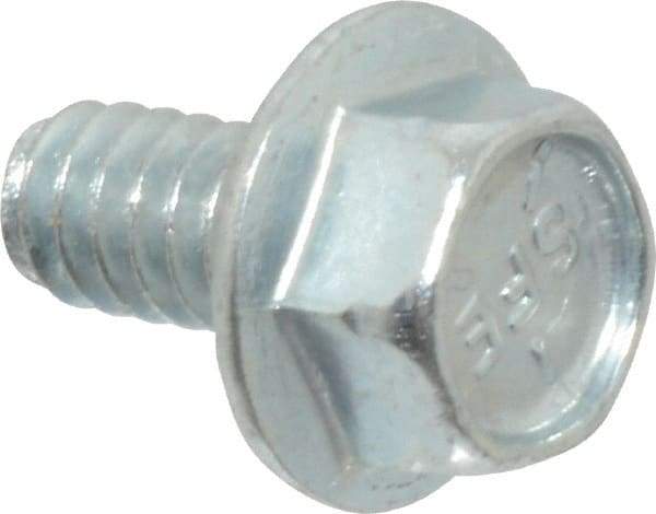 Value Collection - #10-24 UNC, 3/8" Length Under Head, Hex Drive Flange Bolt - 3/8" Thread Length, Grade 5 Steel, Serrated Flange, Zinc-Plated Finish - USA Tool & Supply