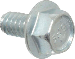 Value Collection - #10-24 UNC, 3/8" Length Under Head, Hex Drive Flange Bolt - 3/8" Thread Length, Grade 5 Steel, Serrated Flange, Zinc-Plated Finish - USA Tool & Supply