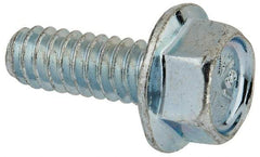 Value Collection - #10-24 UNC, 1/2" Length Under Head, Hex Drive Flange Bolt - 1/2" Thread Length, Grade 5 Steel, Serrated Flange, Zinc-Plated Finish - USA Tool & Supply