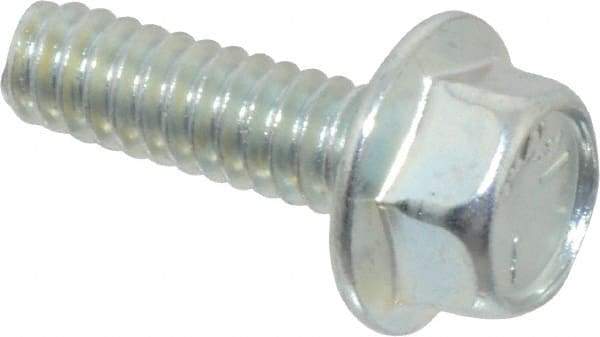 Value Collection - #10-24 UNC, 5/8" Length Under Head, Hex Drive Flange Bolt - 5/8" Thread Length, Grade 5 Steel, Serrated Flange, Zinc-Plated Finish - USA Tool & Supply
