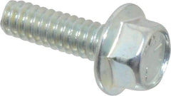 Value Collection - #10-24 UNC, 5/8" Length Under Head, Hex Drive Flange Bolt - 5/8" Thread Length, Grade 5 Steel, Serrated Flange, Zinc-Plated Finish - USA Tool & Supply