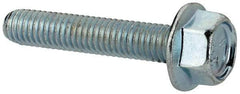 Value Collection - #10-32 UNF, 1" Length Under Head, Hex Drive Flange Bolt - 1" Thread Length, Grade 5 Steel, Serrated Flange, Zinc-Plated Finish - USA Tool & Supply