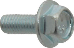 Value Collection - #10-32 UNF, 1/2" Length Under Head, Hex Drive Flange Bolt - 1/2" Thread Length, Grade 5 Steel, Serrated Flange, Zinc-Plated Finish - USA Tool & Supply