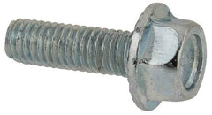 Value Collection - #10-32 UNF, 5/8" Length Under Head, Hex Drive Flange Bolt - 5/8" Thread Length, Grade 5 Steel, Serrated Flange, Zinc-Plated Finish - USA Tool & Supply