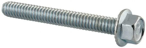 Value Collection - 1/4-20 UNC, 2" Length Under Head, Hex Drive Flange Bolt - 2" Thread Length, Grade 5 Steel, Serrated Flange, Zinc-Plated Finish - USA Tool & Supply