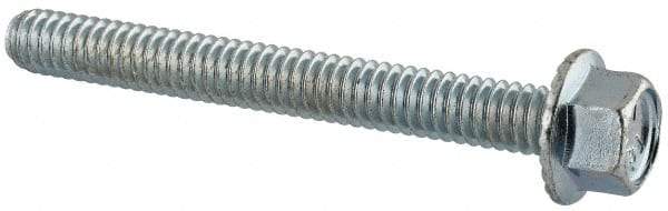 Value Collection - 1/4-20 UNC, 2-1/4" Length Under Head, Hex Drive Flange Bolt - 2-1/4" Thread Length, Grade 5 Steel, Serrated Flange, Zinc-Plated Finish - USA Tool & Supply