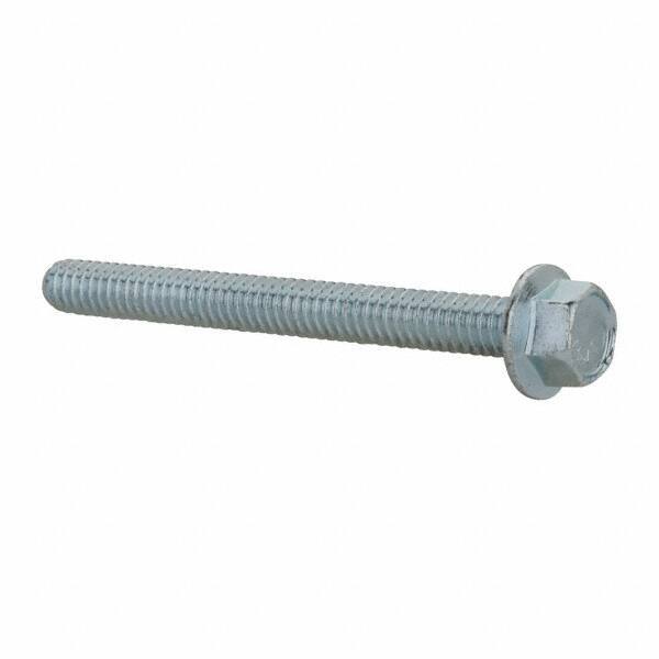 Value Collection - 1/4-20 UNC, 2-1/2" Length Under Head, Hex Drive Flange Bolt - 2-1/2" Thread Length, Grade 5 Steel, Serrated Flange, Zinc-Plated Finish - USA Tool & Supply