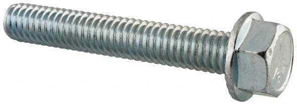 Value Collection - 5/16-18 UNC, 2" Length Under Head, Hex Drive Flange Bolt - 2" Thread Length, Grade 5 Steel, Serrated Flange, Zinc-Plated Finish - USA Tool & Supply