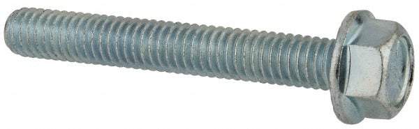 Value Collection - 5/16-18 UNC, 2-1/4" Length Under Head, Hex Drive Flange Bolt - 2-1/4" Thread Length, Grade 5 Steel, Serrated Flange, Zinc-Plated Finish - USA Tool & Supply