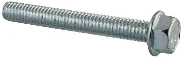 Value Collection - 5/16-18 UNC, 2-1/2" Length Under Head, Hex Drive Flange Bolt - 2-1/2" Thread Length, Grade 5 Steel, Serrated Flange, Zinc-Plated Finish - USA Tool & Supply