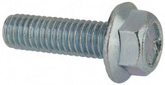 Value Collection - 3/8-16 UNC, 1-1/4" Length Under Head, Hex Drive Flange Bolt - 1-1/4" Thread Length, Grade 5 Steel, Serrated Flange, Zinc-Plated Finish - USA Tool & Supply