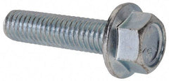 Value Collection - 3/8-16 UNC, 1-1/2" Length Under Head, Hex Drive Flange Bolt - 1-1/2" Thread Length, Grade 5 Steel, Serrated Flange, Zinc-Plated Finish - USA Tool & Supply