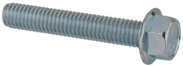 Value Collection - 3/8-16 UNC, 2-1/4" Length Under Head, Hex Drive Flange Bolt - 2-1/4" Thread Length, Grade 5 Steel, Serrated Flange, Zinc-Plated Finish - USA Tool & Supply