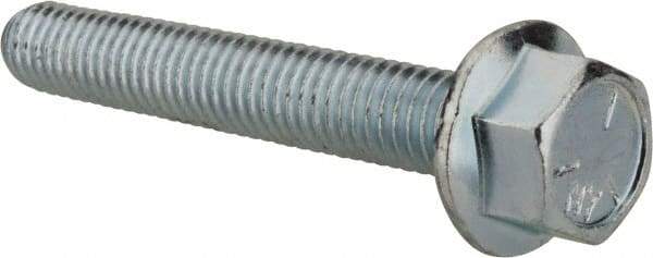 Value Collection - 3/8-16 UNC, 2-1/2" Length Under Head, Hex Drive Flange Bolt - 2-1/2" Thread Length, Grade 5 Steel, Serrated Flange, Zinc-Plated Finish - USA Tool & Supply