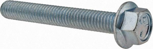 Value Collection - 3/8-16 UNC, 2-3/4" Length Under Head, Hex Drive Flange Bolt - 2-3/4" Thread Length, Grade 5 Steel, Serrated Flange, Zinc-Plated Finish - USA Tool & Supply