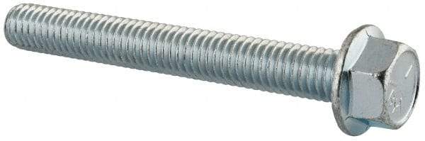 Value Collection - 3/8-16 UNC, 3" Length Under Head, Hex Drive Flange Bolt - 3" Thread Length, Grade 5 Steel, Serrated Flange, Zinc-Plated Finish - USA Tool & Supply