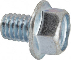 Value Collection - 3/8-16 UNC, 1/2" Length Under Head, Hex Drive Flange Bolt - 1/2" Thread Length, Grade 5 Steel, Serrated Flange, Zinc-Plated Finish - USA Tool & Supply