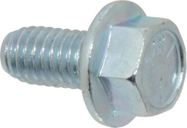 Value Collection - 3/8-16 UNC, 3/4" Length Under Head, Hex Drive Flange Bolt - 3/4" Thread Length, Grade 5 Steel, Serrated Flange, Zinc-Plated Finish - USA Tool & Supply