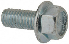 Value Collection - 3/8-16 UNC, 7/8" Length Under Head, Hex Drive Flange Bolt - 7/8" Thread Length, Grade 5 Steel, Serrated Flange, Zinc-Plated Finish - USA Tool & Supply
