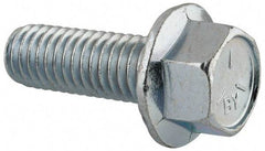 Value Collection - 7/16-14 UNC, 1-1/4" Length Under Head, Hex Drive Flange Bolt - 1-1/4" Thread Length, Grade 5 Steel, Serrated Flange, Zinc-Plated Finish - USA Tool & Supply
