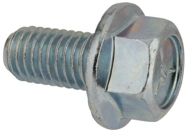 Value Collection - 1/2-13 UNC, 1" Length Under Head, Hex Drive Flange Bolt - 1" Thread Length, Grade 5 Steel, Serrated Flange, Zinc-Plated Finish - USA Tool & Supply