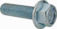 Value Collection - 1/2-13 UNC, 1-3/4" Length Under Head, Hex Drive Flange Bolt - 1-3/4" Thread Length, Grade 5 Steel, Serrated Flange, Zinc-Plated Finish - USA Tool & Supply