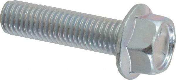 Value Collection - 1/2-13 UNC, 2" Length Under Head, Hex Drive Flange Bolt - 2" Thread Length, Grade 5 Steel, Serrated Flange, Zinc-Plated Finish - USA Tool & Supply
