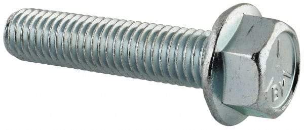 Value Collection - 1/2-13 UNC, 2-1/4" Length Under Head, Hex Drive Flange Bolt - 2-1/4" Thread Length, Grade 5 Steel, Serrated Flange, Zinc-Plated Finish - USA Tool & Supply