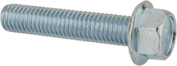 Value Collection - 1/2-13 UNC, 2-1/2" Length Under Head, Hex Drive Flange Bolt - 2-1/2" Thread Length, Grade 5 Steel, Serrated Flange, Zinc-Plated Finish - USA Tool & Supply