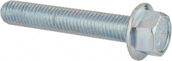 Value Collection - 1/2-13 UNC, 3" Length Under Head, Hex Drive Flange Bolt - 3" Thread Length, Grade 5 Steel, Serrated Flange, Zinc-Plated Finish - USA Tool & Supply