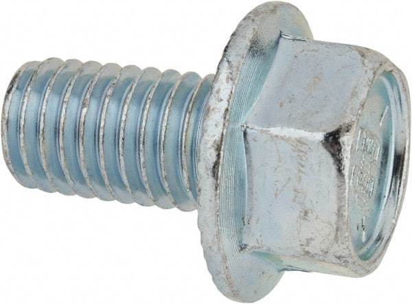 Value Collection - 1/2-13 UNC, 7/8" Length Under Head, Hex Drive Flange Bolt - 7/8" Thread Length, Grade 5 Steel, Serrated Flange, Zinc-Plated Finish - USA Tool & Supply