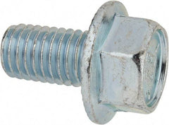 Value Collection - 1/2-13 UNC, 7/8" Length Under Head, Hex Drive Flange Bolt - 7/8" Thread Length, Grade 5 Steel, Serrated Flange, Zinc-Plated Finish - USA Tool & Supply