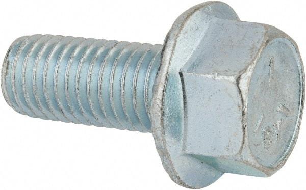 Value Collection - 5/8-11 UNC, 1-1/2" Length Under Head, Hex Drive Flange Bolt - 1-1/2" Thread Length, Grade 5 Steel, Serrated Flange, Zinc-Plated Finish - USA Tool & Supply