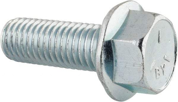 Value Collection - 5/8-11 UNC, 1-3/4" Length Under Head, Hex Drive Flange Bolt - 1-3/4" Thread Length, Grade 5 Steel, Serrated Flange, Zinc-Plated Finish - USA Tool & Supply