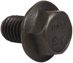 Value Collection - M10x1.50 Metric Coarse, 16mm Length Under Head, Hex Drive Flange Bolt - 16mm Thread Length, Grade 10.9 Alloy Steel, Smooth Flange, Phosphate & Oil Finish - USA Tool & Supply