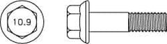 Value Collection - M16x2.00 Metric Coarse, 120mm Length Under Head, Hex Drive Flange Bolt - 50mm Thread Length, Grade 10.9 Alloy Steel, Smooth Flange, Phosphate & Oil Finish - USA Tool & Supply