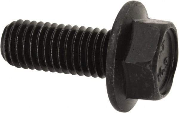 Value Collection - M10x1.50 Metric Coarse, 25mm Length Under Head, Hex Drive Flange Bolt - 25mm Thread Length, Grade 10.9 Alloy Steel, Smooth Flange, Phosphate & Oil Finish - USA Tool & Supply