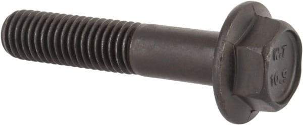 Value Collection - M10x1.50 Metric Coarse, 50mm Length Under Head, Hex Drive Flange Bolt - 35mm Thread Length, Grade 10.9 Alloy Steel, Smooth Flange, Phosphate & Oil Finish - USA Tool & Supply