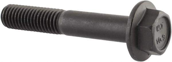 Value Collection - M10x1.50 Metric Coarse, 60mm Length Under Head, Hex Drive Flange Bolt - 35mm Thread Length, Grade 10.9 Alloy Steel, Smooth Flange, Phosphate & Oil Finish - USA Tool & Supply