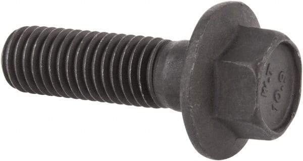 Value Collection - M12x1.75 Metric Coarse, 40mm Length Under Head, Hex Drive Flange Bolt - 40mm Thread Length, Grade 10.9 Alloy Steel, Smooth Flange, Phosphate & Oil Finish - USA Tool & Supply